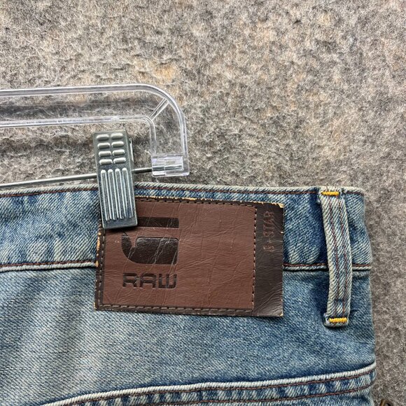 G-Star RAW Jeans Men 40x32 Blue Arc Zip 3D Slim Distressed Denim Tapered Acid - Picture 10 of 11